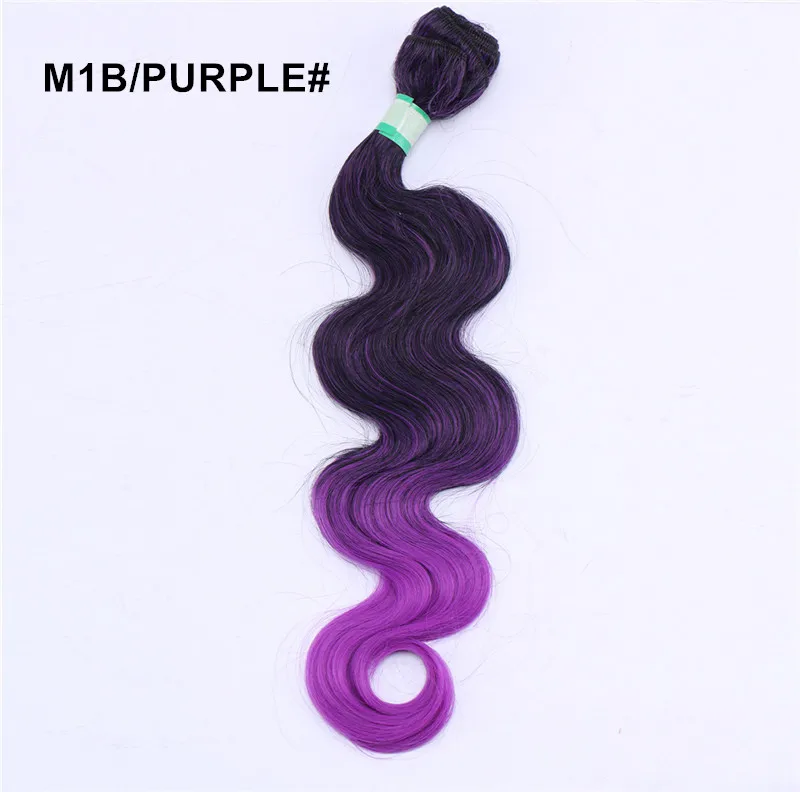 M1b-purple Черные объемные волнистые волосы, 16, 18, 20 дюймов, 70 г, цельные золотистые Серебристые синтетические волосы для наращивания - Цвет: M1b-purple