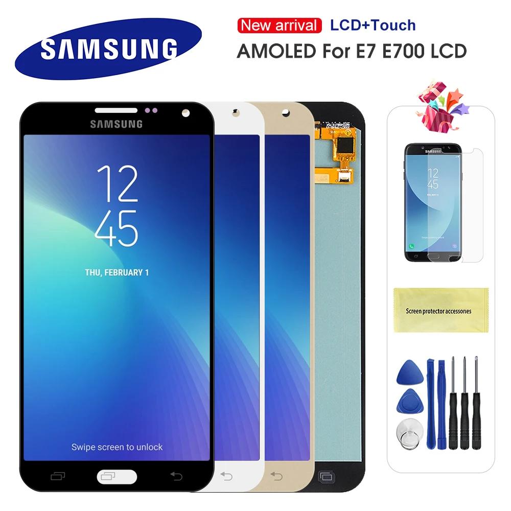 

Оригинальный ЖК-дисплей Super AMOLED для Samsung Galaxy E7 E700 E700F E7000 E7009, ЖК-дисплей, сенсорный экран, дигитайзер в сборе, замена