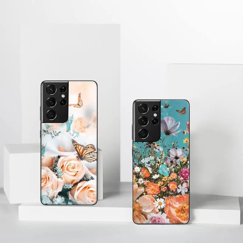 

Butterfly flower Phone Case For Samsung A51 A32 A52 A71 A50 A12 A21S S10 S20 S21 Plus Fe Ultra
