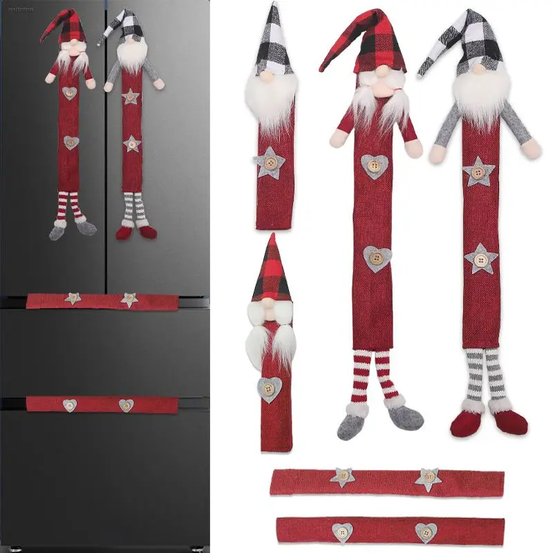 

2021 Christmas decorations linen refrigerator handle set Santa Claus new