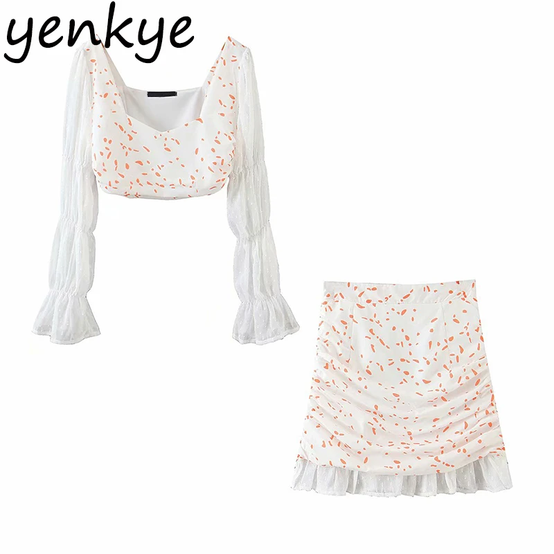 Женский комплект из двух предметов укороченный топ с длинным рукавом и