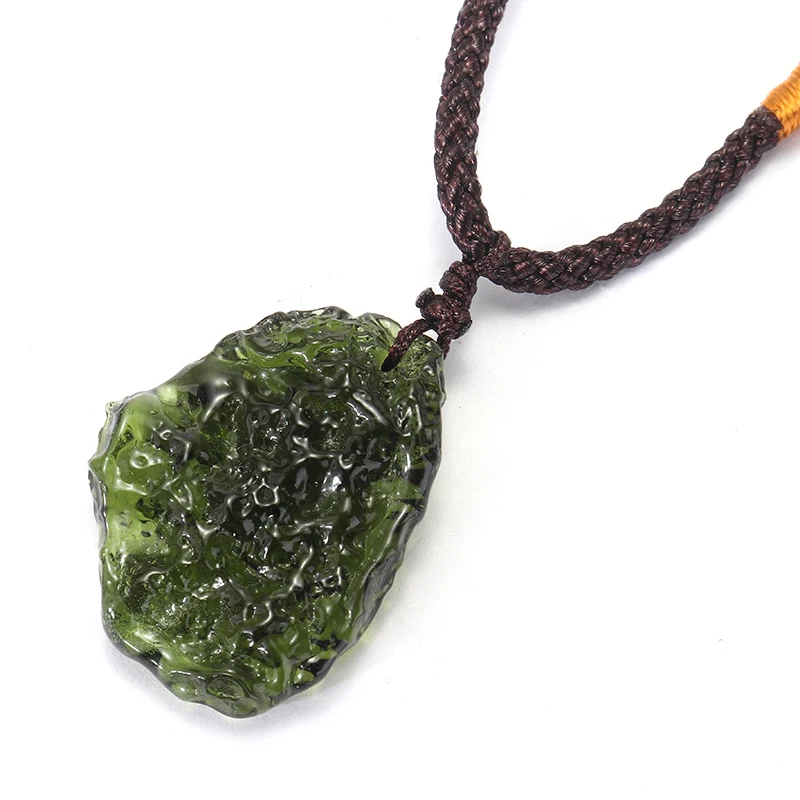 

Natural Crystal Green Gem Meteorite Impact Glass Necklace Pendant Gift For Feng Shui Home Decor