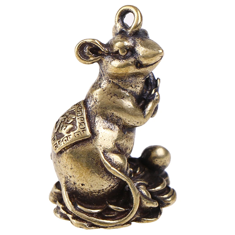 Медные брелоки в виде крысы подвески винтажные Зодиак из латуни животных мыши