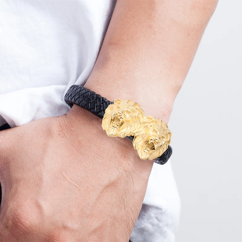 Браслет мужской кожаный из нержавеющей стали с магнитной застежкой - купить по