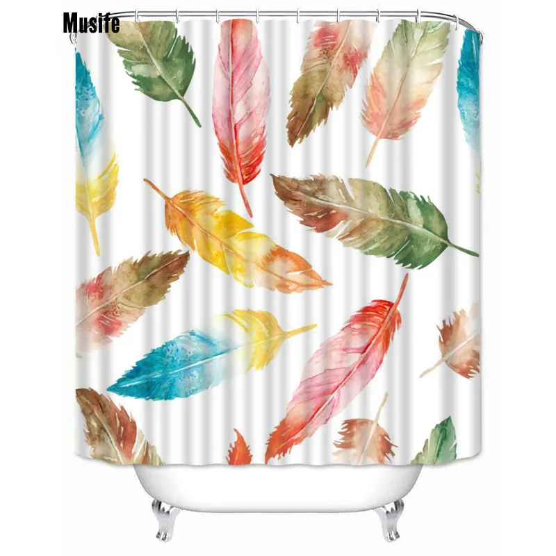Занавеска для душа с перьями из полиэстера|Шторы душа| |