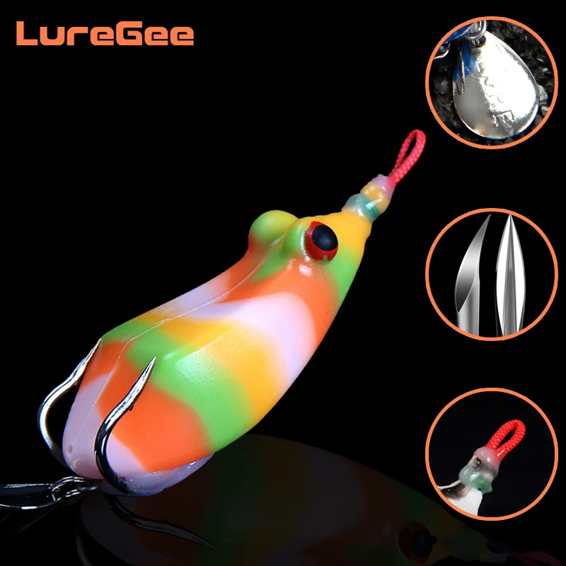 

LureGee 60mm 14g High Quality Ray Frog Soft Lure Tube Plastic Fishing Bait Artificial 3D Eye Swimbait With Spoon Black Fish