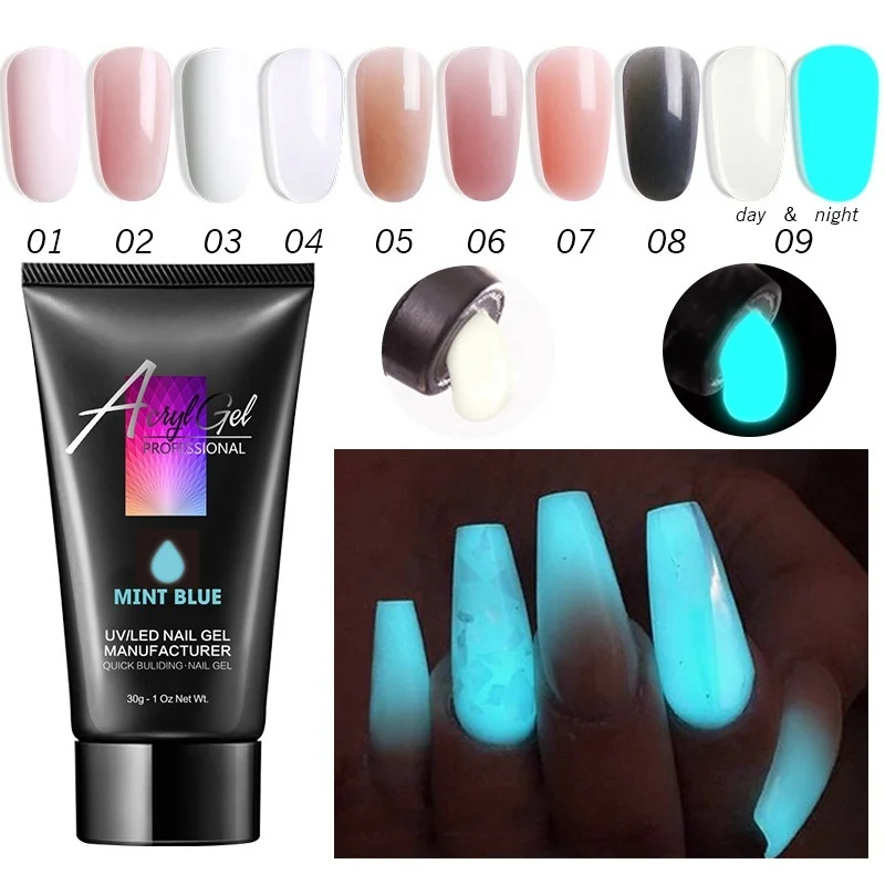 Modelones 30 г акриловый удлиняющий светодиодный лак для ногтей флуоресцентный
