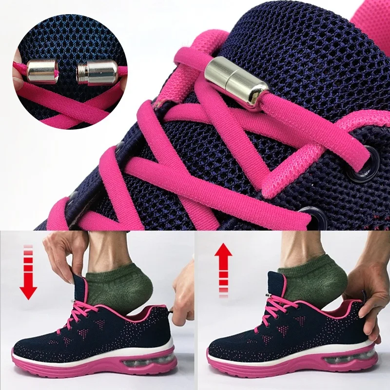 

Elastic No Tie Shoelaces Semicircle Shoe Laces For Kids and Adult Sneakers Shoelace Quick Lazy Metal Lock Laces Shoe Strings