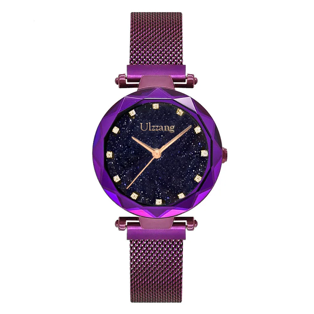 Full Purple Стильные женские часы Звездное небо римские цифры легко Магнит пряжка женские кварцевые часы подарок любителю Ulzzang Брендовые повседневные часы - Цвет: Full Purple