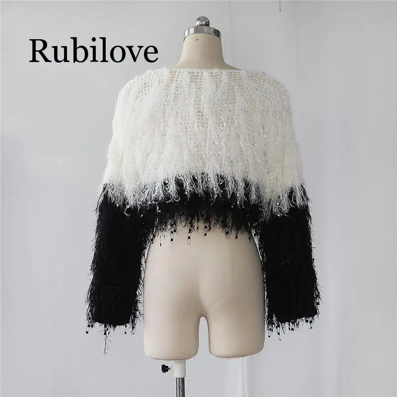 

Sexy Sweater Women O Neck Tassel Women Tops Long Sleeve Loose Casual Pullover Sweetwear Autumn Winter Crop Tops