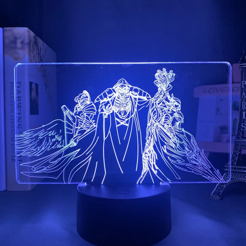 

Светодиодный ночник 3D для спальни, светильник для манги, подарок на день рождения, ночсветильник Overlord, настольная лампа 3D