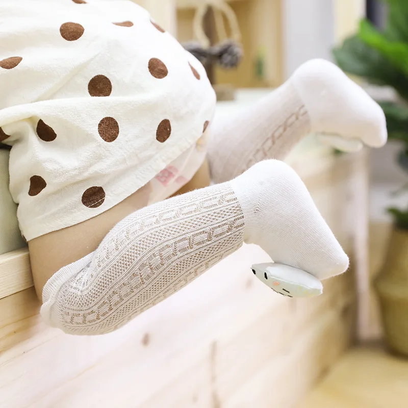 Летние тонкие детские чулки хлопковые длинные выше колена Мультяшные дышащие