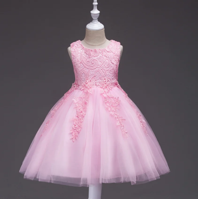 Летние Детские платья с тюлевым кружевом для девочек детские праздничные