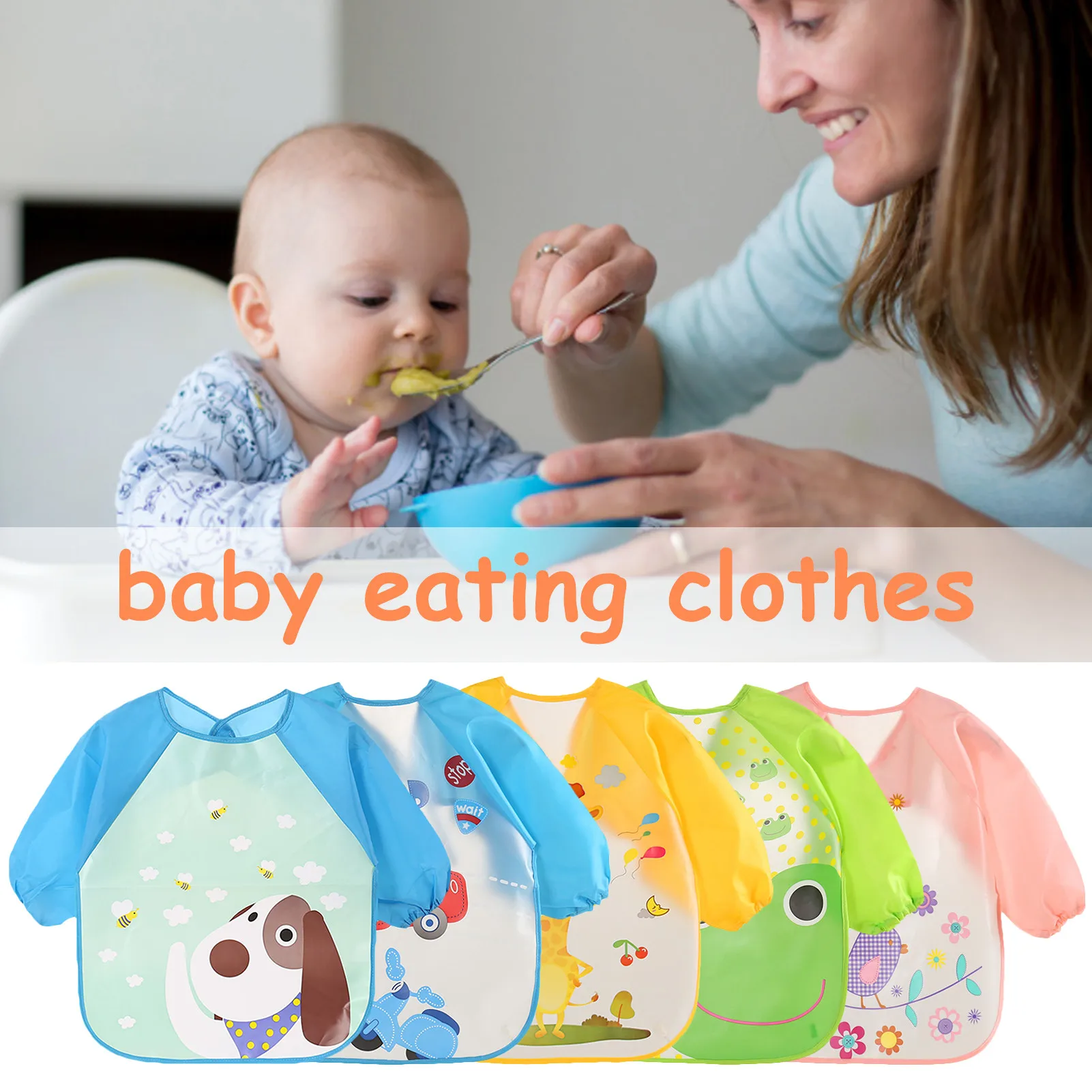 

Cartoon Baby Toddler Feeding Bib Waterproof Art Smock Apron Long Sleeve Scarf Infant Boys Girls Burp Cloth Feeding Bib Clothes