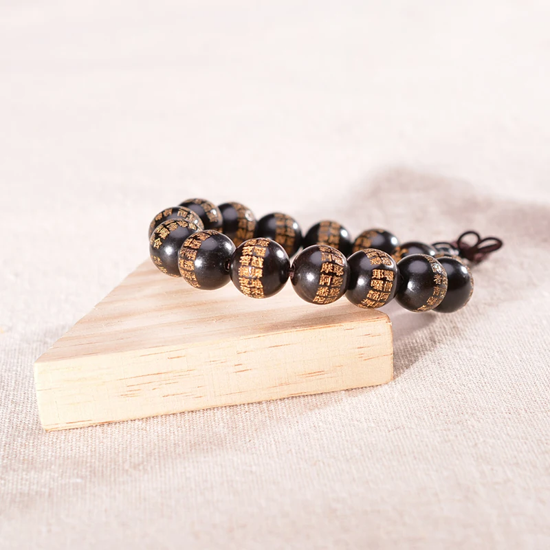 Браслеты из натурального черного дерева с молитвенными бусинами защитный