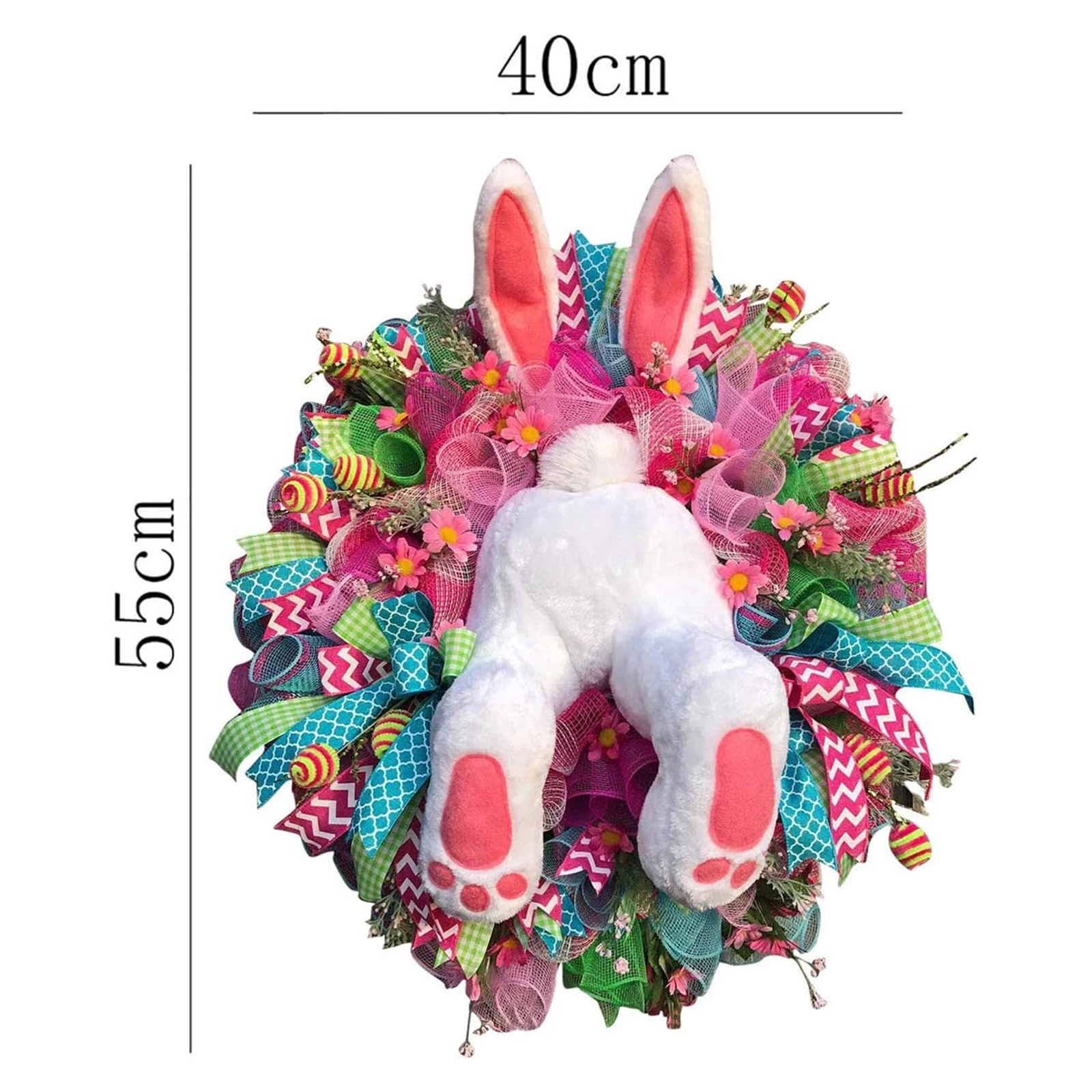 

Easter Bunny Butt Wreath Easter Spring Bunny Ears Front Door Decoration Wreath Attachment Craft For Holiday Party Home Office