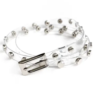 Новинка лета осень 2021 Модные индивидуальные прозрачные высококачественные ремни из ПВХ с заклепками женские универсальные ремни BL410