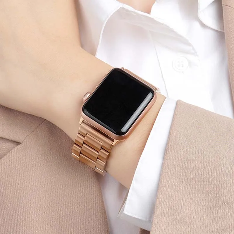 

Нержавеющая сталь ремешок для наручных часов Apple Watch, версии 44 мм 40 мм SE/6/5/4 металлический спортивный ремешок для наручных часов iwatch 3/2/1 38 мм 42 ...