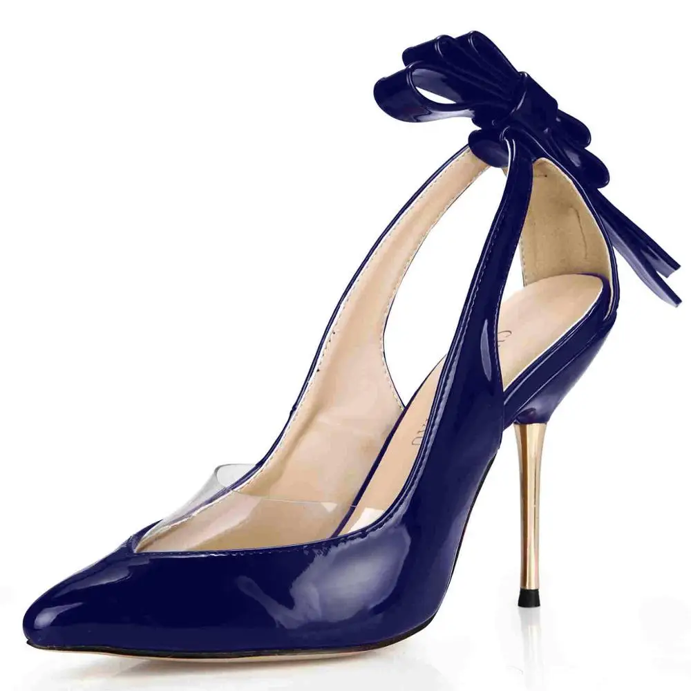 Пикантные атласные свадебные туфли-лодочки на шпильке с острым носком и бантом