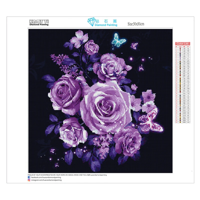 Kamy Yi 5d Diy Diamond Painting Cross Stitch Purple Rose Mosaic Picture Embroidery Home Decoration Hobby Gift | Дом и сад