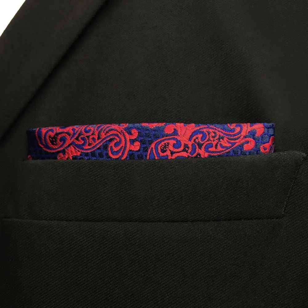Paisley Blue Burgundy Red Pocket Square Mens Silk Hanky Handkerchief | Аксессуары для одежды