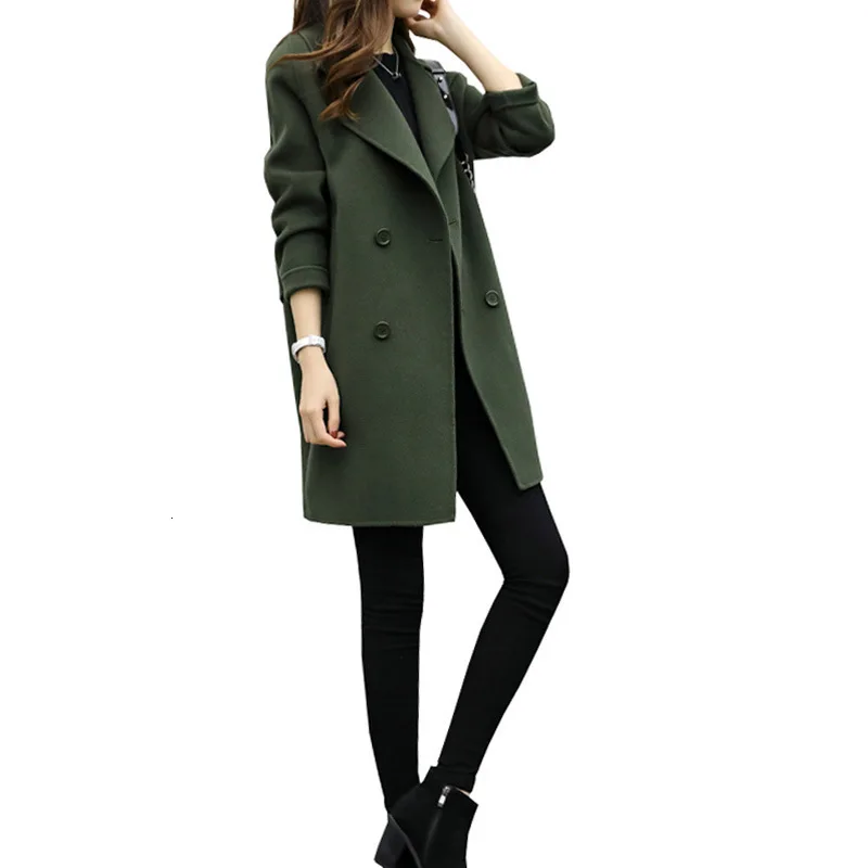 Свободного размера плюс теплое шерстяное длинное зимнее пальто с отложным