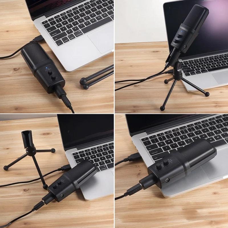

USB Microphone, Microphone with Volume Adjustment Button, Extended Headset 3.5mm o Hole for PC Mobile Phone Live