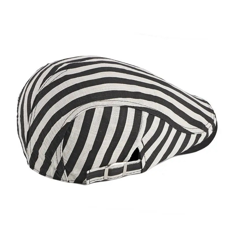 

Cotton Solid Color Striped Newsboy Caps Flat Peaked Cap Men and Women Painter Beret Hats 12