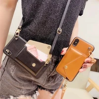 leather crossbody backpack wallet phone case for iphone 13pro 11 12 pro max xs xr x 8 7 6 plus luxury pu back cover with chain