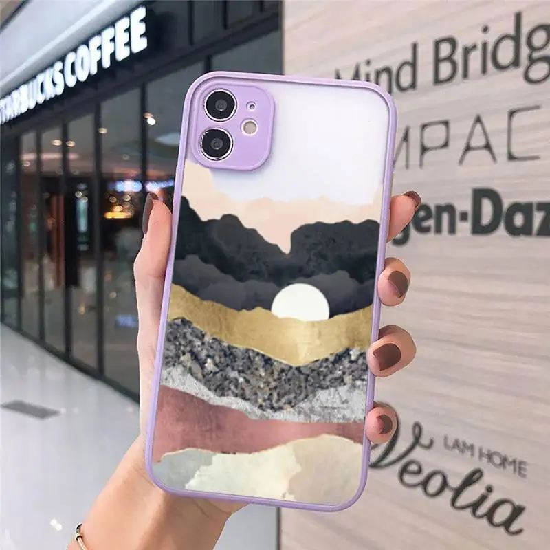 

Aesthetics Mountain Marble Moon Phone Case matte transparent For iphone 7 8 11 12 plus mini x xs xr pro max cover