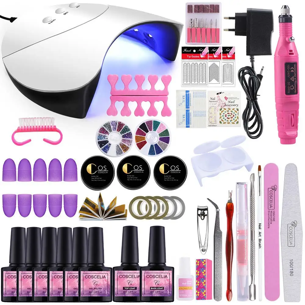 6pc nail polish set Маникюрные инструменты для ногтей 36 Вт УФ светодиодная лампа для сушки ногтей 6/10/12 Цвет гель Лаки базовое, топовое покрытие био-Гели Soak Off лак для ногтей Гель-лак набор Наборы - Цвет: 6pc nail polish set