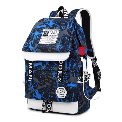 

Backpack Male Student School Bag Oxford Cloth Travel Bag Water Repellent Multi-Compartment Leisure Laptop Bag