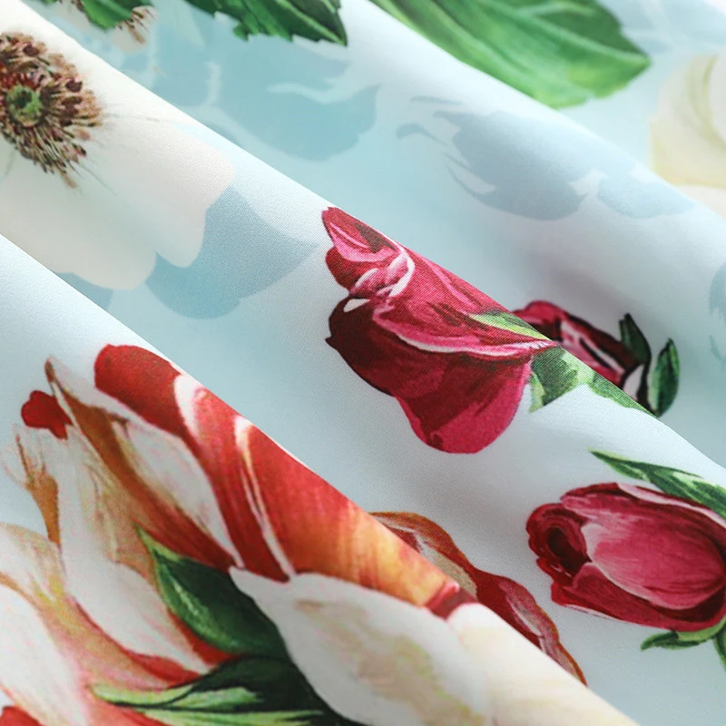 

summer new style short-sleeved waist slimming bag hip fashion printing dress