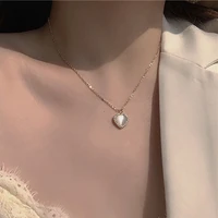 ins fashion temperament opal love pendant necklace female creative new rhinestone clavicle chain