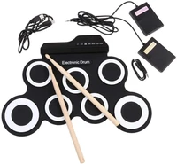 electronic drum setroll up drum practice pad drum kit with headphone jack built in speaker pedals sticksgreat gift for kids