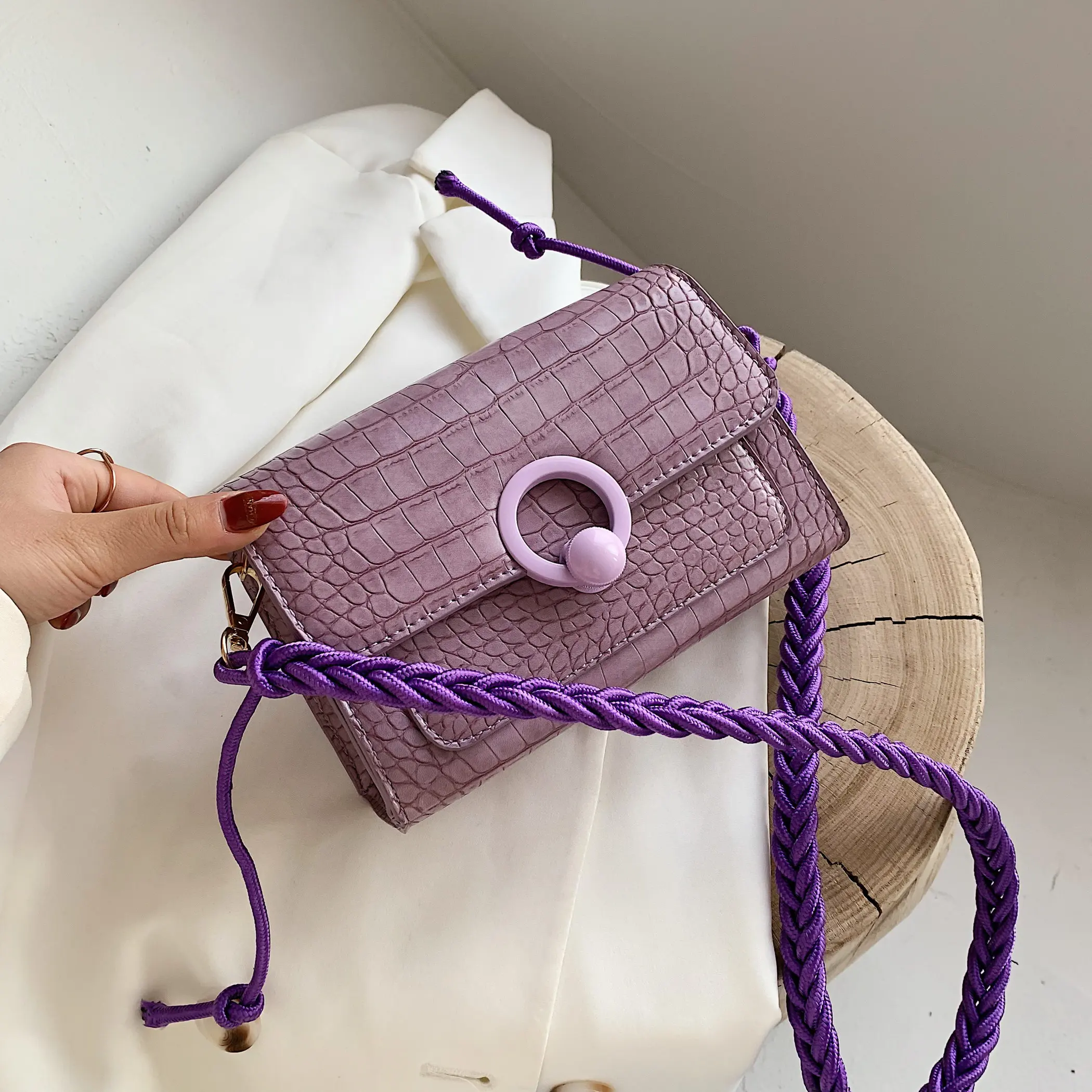 

Сумка через плечо женская, из искусственной кожи, с каменным узором, весна-лето 2020