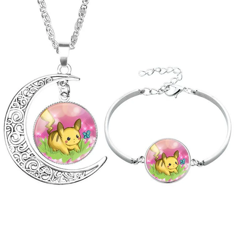 

Hot Sale Pokemon Sun Moon Gemstone Necklace Bracelet Metal Decoration Toy Two-Piece Children's Birthday Gift