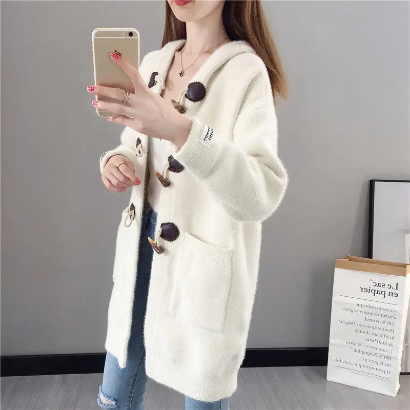Женский вязаный кардиган повседневная толстая кофта из искусственного меха