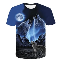 summer fashion t shirt men streetwear round neck short sleeve tees tops funny animal male clothes casual wolf 3d print tshirt