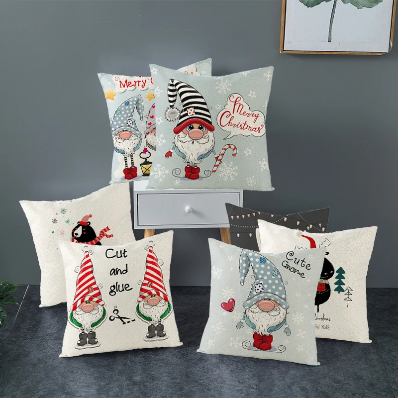 

Fuwatacchi Home Decoration Pillowcsae For Bedroom Sofa Chair Cushion Cover Christmas Santa Claus Cartoon Pillow Cover Decor 45cm