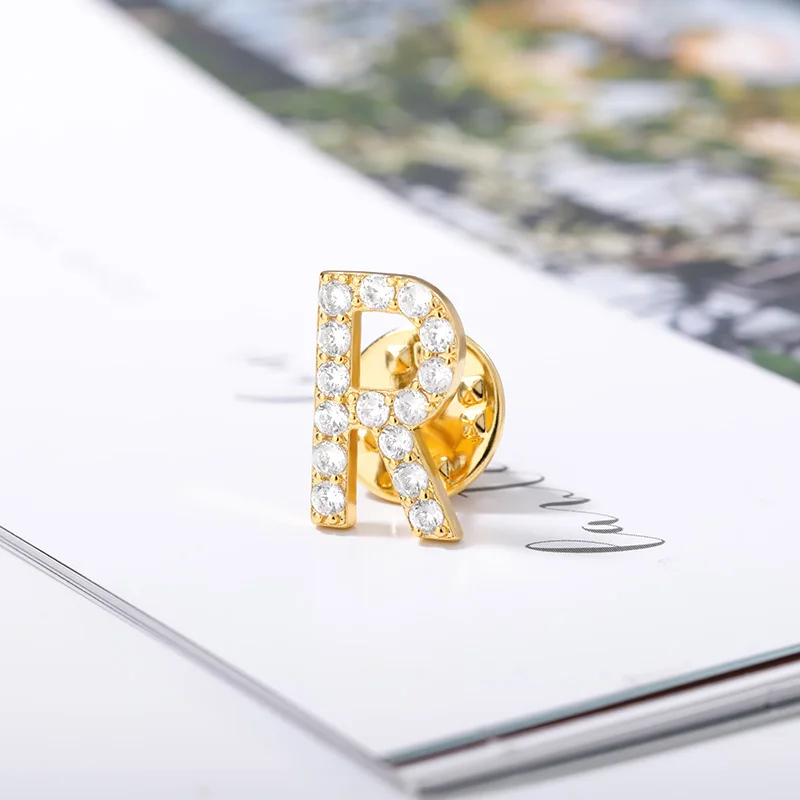 Cute Initial Letter Pin Brooches For Women Friends Gold Zircon Rhinestones Badges Elegant Brooch Jewelry New Year Gift BFF 2021 | Украшения