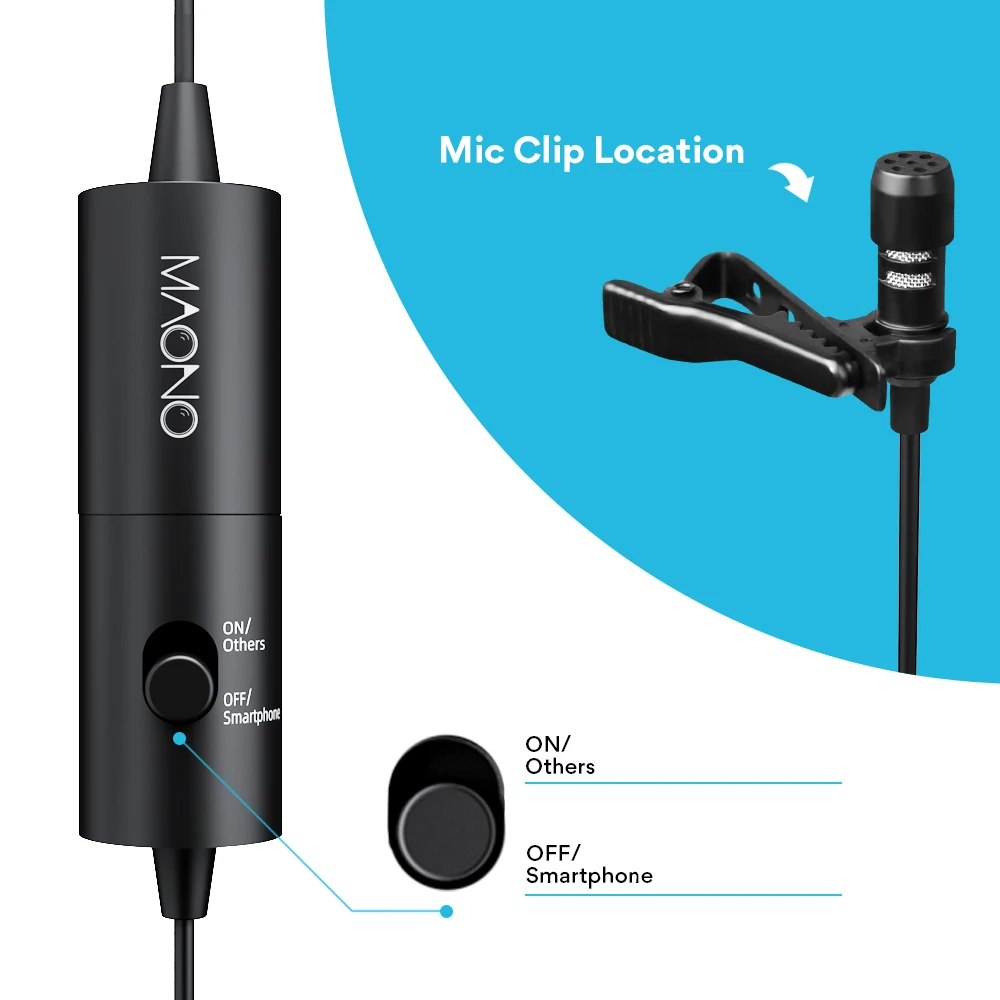 Конденсаторный петличный микрофон MAONO штатив для телефона с зажимом нагрудный со