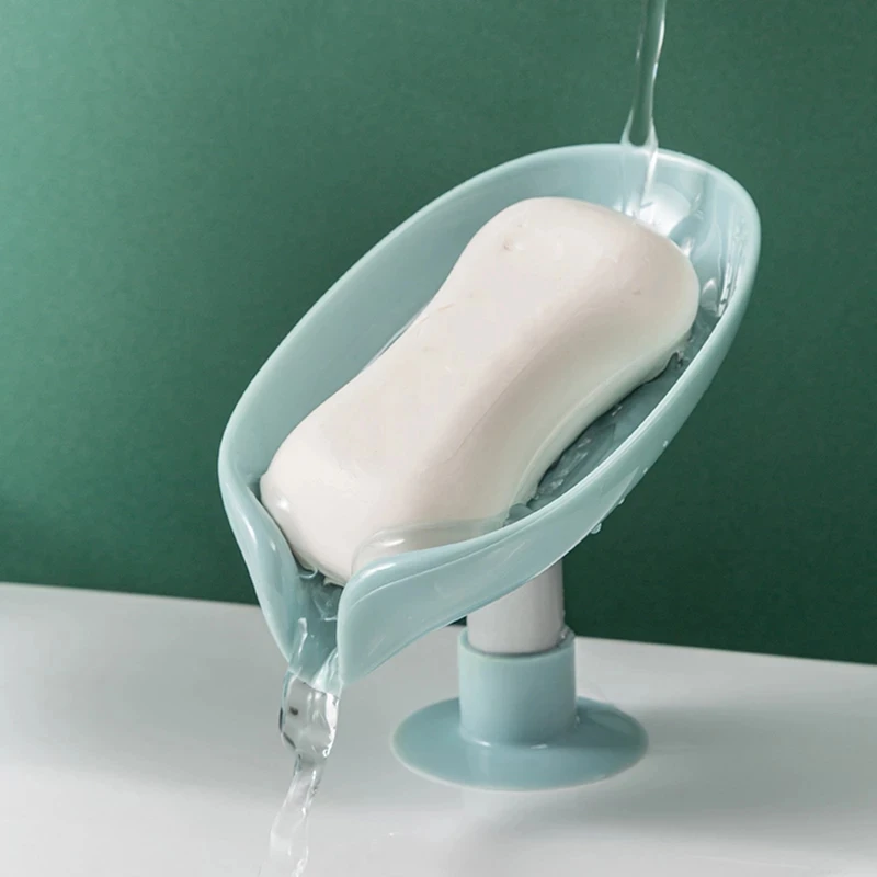 

Leaf-Shaped Drain Soap Holder Creative Soap Box Standing Suction Cup Drain Storage Plate Tray Soap Rack Bathroom Supplies