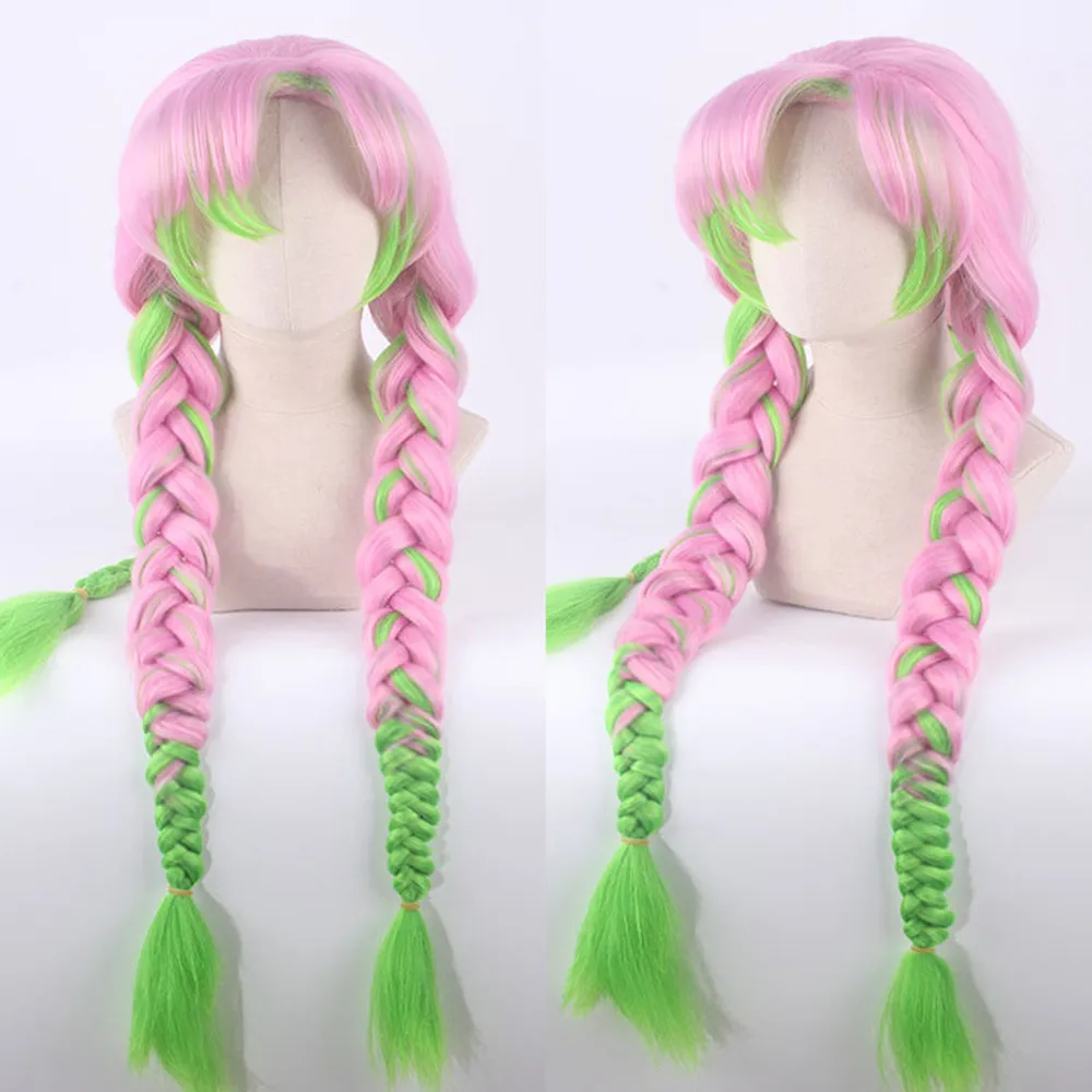 

Kanroji Mitsuri Cosplay Demon Slayer Cosplay Kimetsu No Yaiba Braid Wigs Cosplay Anime Cosplay Wig Heat Resistant Synthetic Wigs