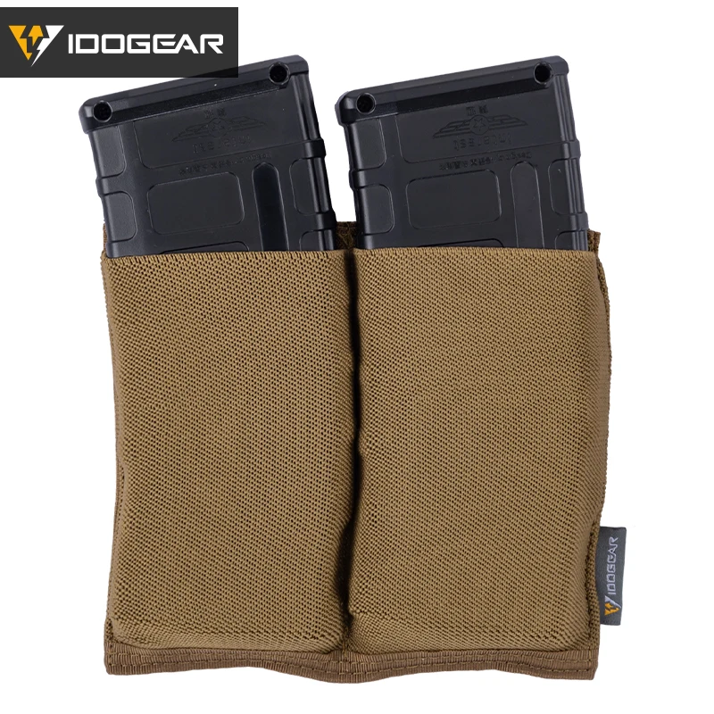 IDOGEAR Tactical 5.56 Magazine Pouch Fast Draw MOLLE Mag Pouch Carrier Double Open Top Airsoft Gear Elastic durable 3554