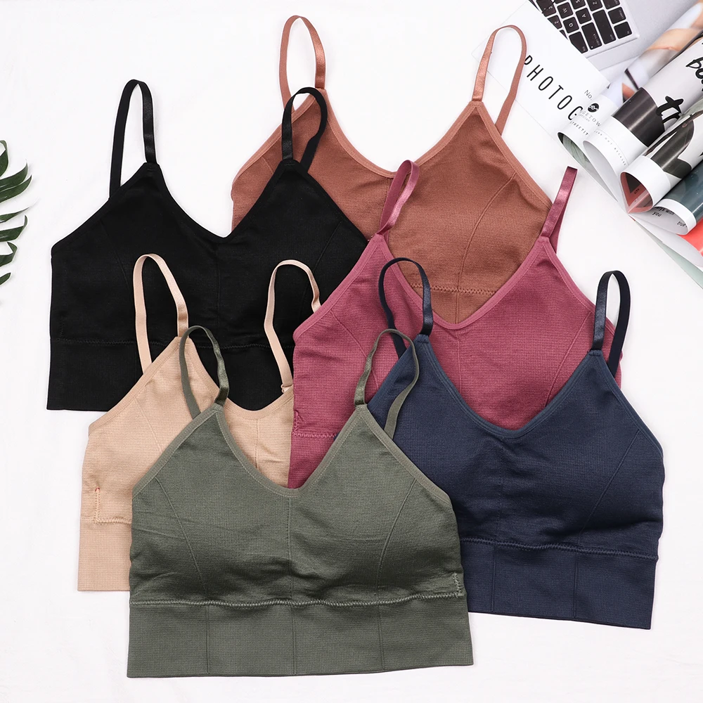 Спортивный бюстгальтер Perfering на бретелях с подкладкой бесшовный укороченный топ