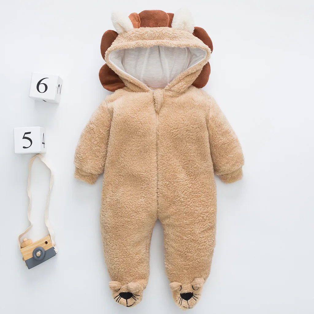 Одежда для новорожденных детский флисовый комбинезон с 3D рисунком льва и