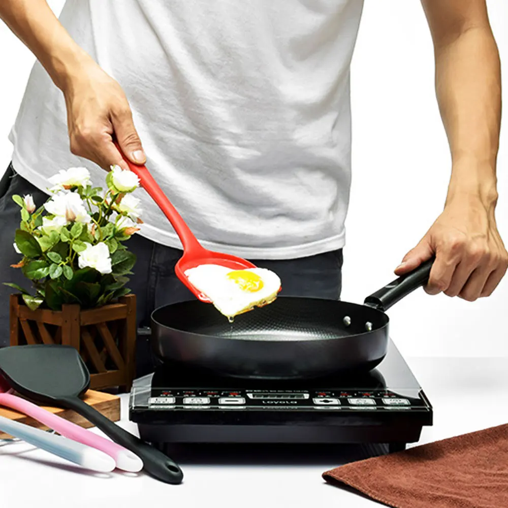 

Non-Stick Turner Silicone Spatula Heat-Resistant Long Handle Silicone Turner Kitchen Cooking Utensils