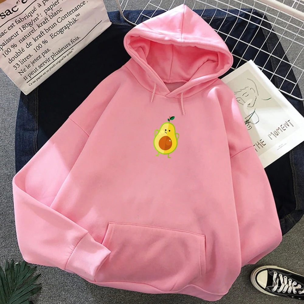 Kawaii Женская куртка с принтом авокадо укороченные корейские толстовки капюшоном