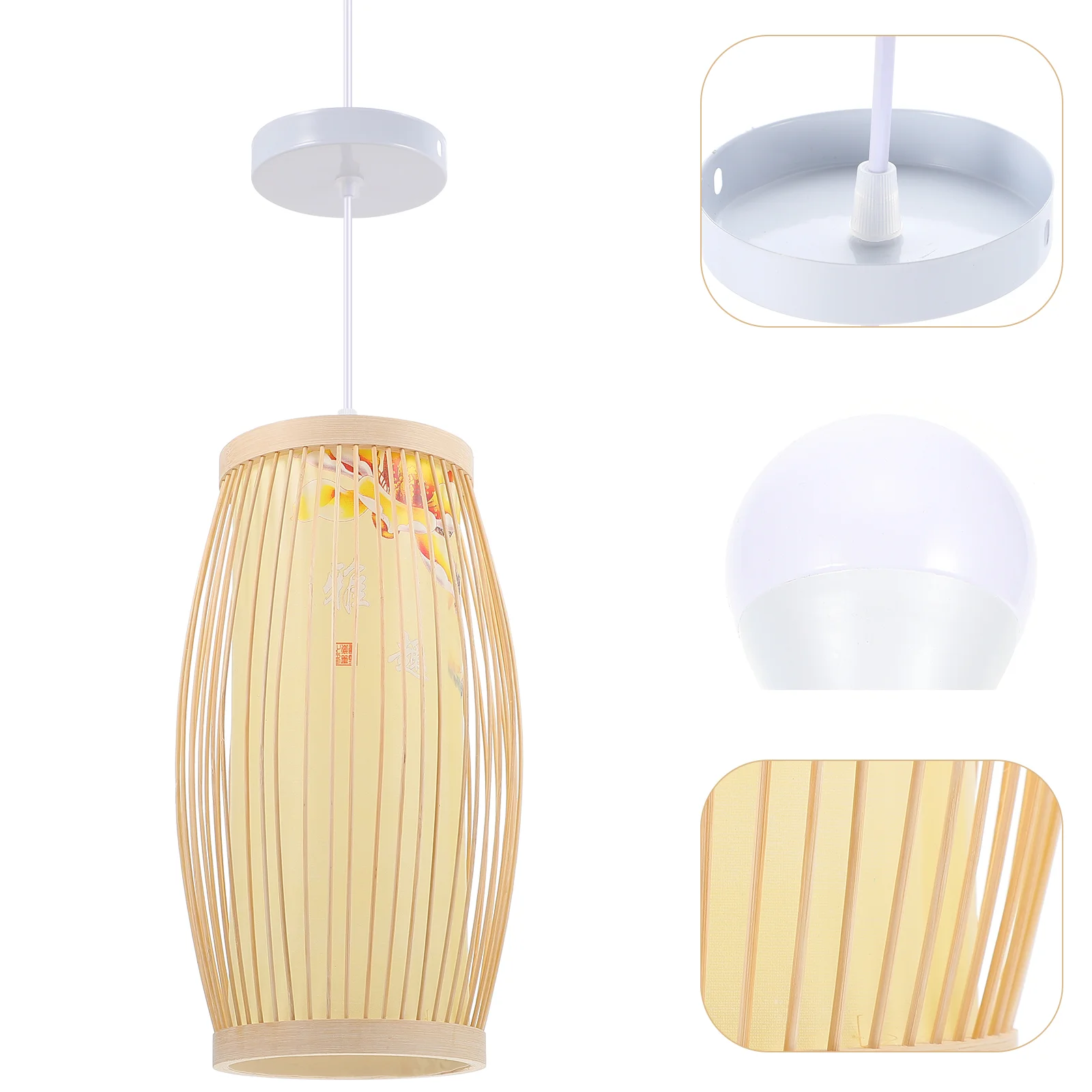 

1set Decorative Ceiling Lamp Home Pastoral Style Bamboo Ceiling Light Decor